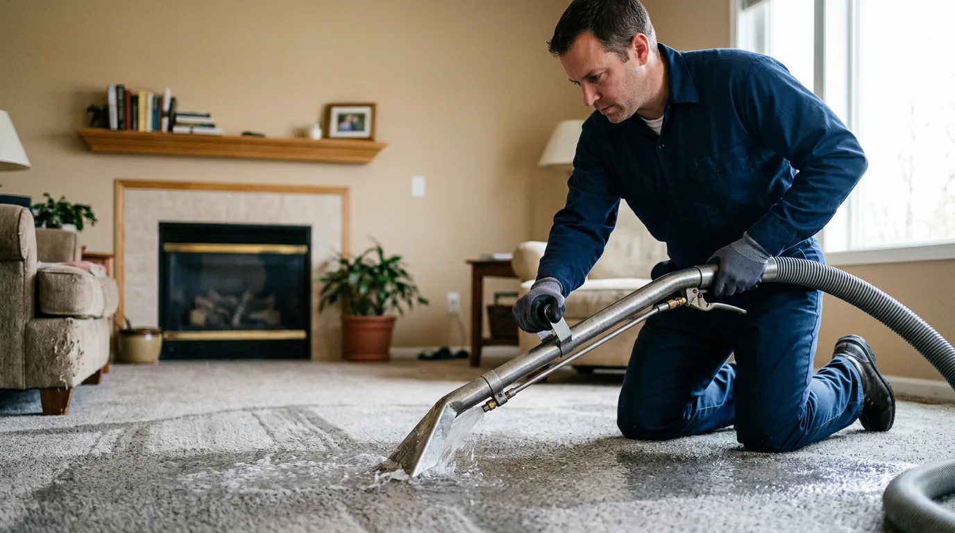 Water damage restoration technician working near Diana, WV
